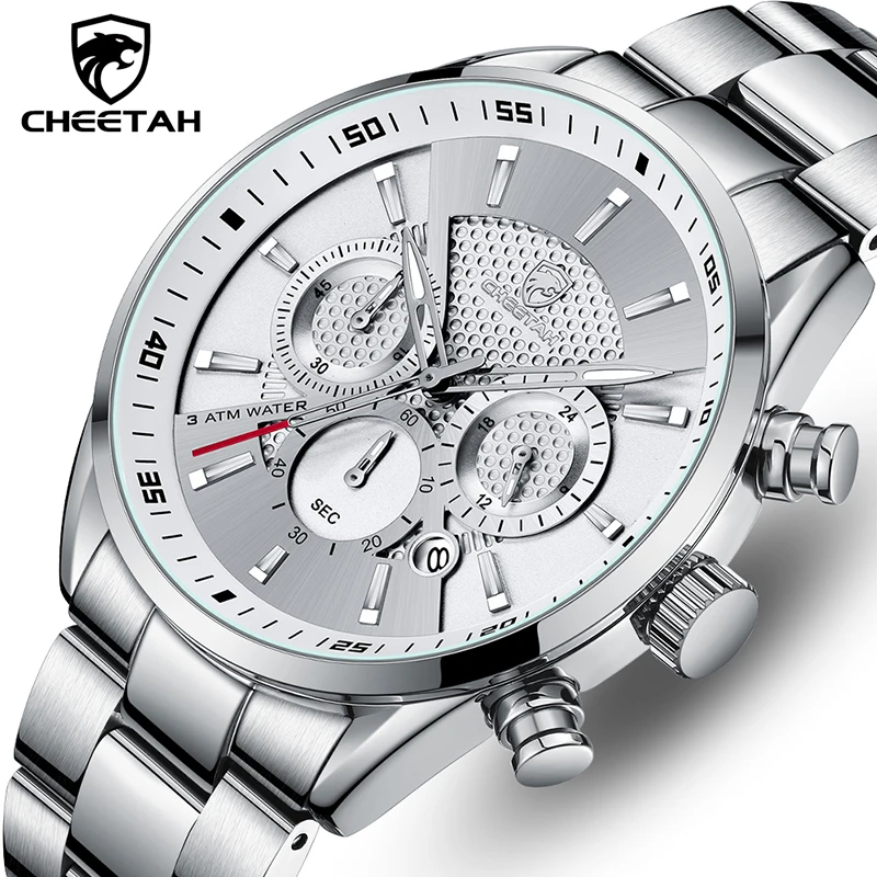 

Mens Watches CHEETAH Top Luxury Brand Fashion Stainless Steel Waterproof Quartz Watch Men Sports Chronograph Wristwatches Male