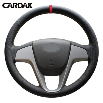 

CARDAK DIY Soft Leather car steering wheel cover for Hyundai Solaris Verna i20 Accent 2008-2012 Customized Car Accessories