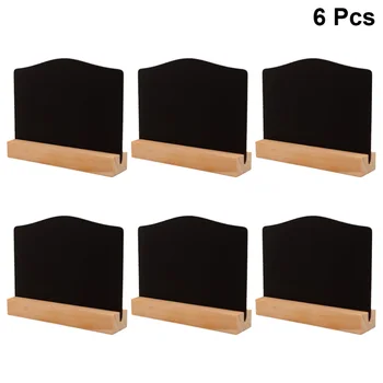 

6pcs Double-sided Mini Blackboard Wooden Message Board Decorative Chalkboard for Shop Bar Coffee House (Small Size Board with Ba