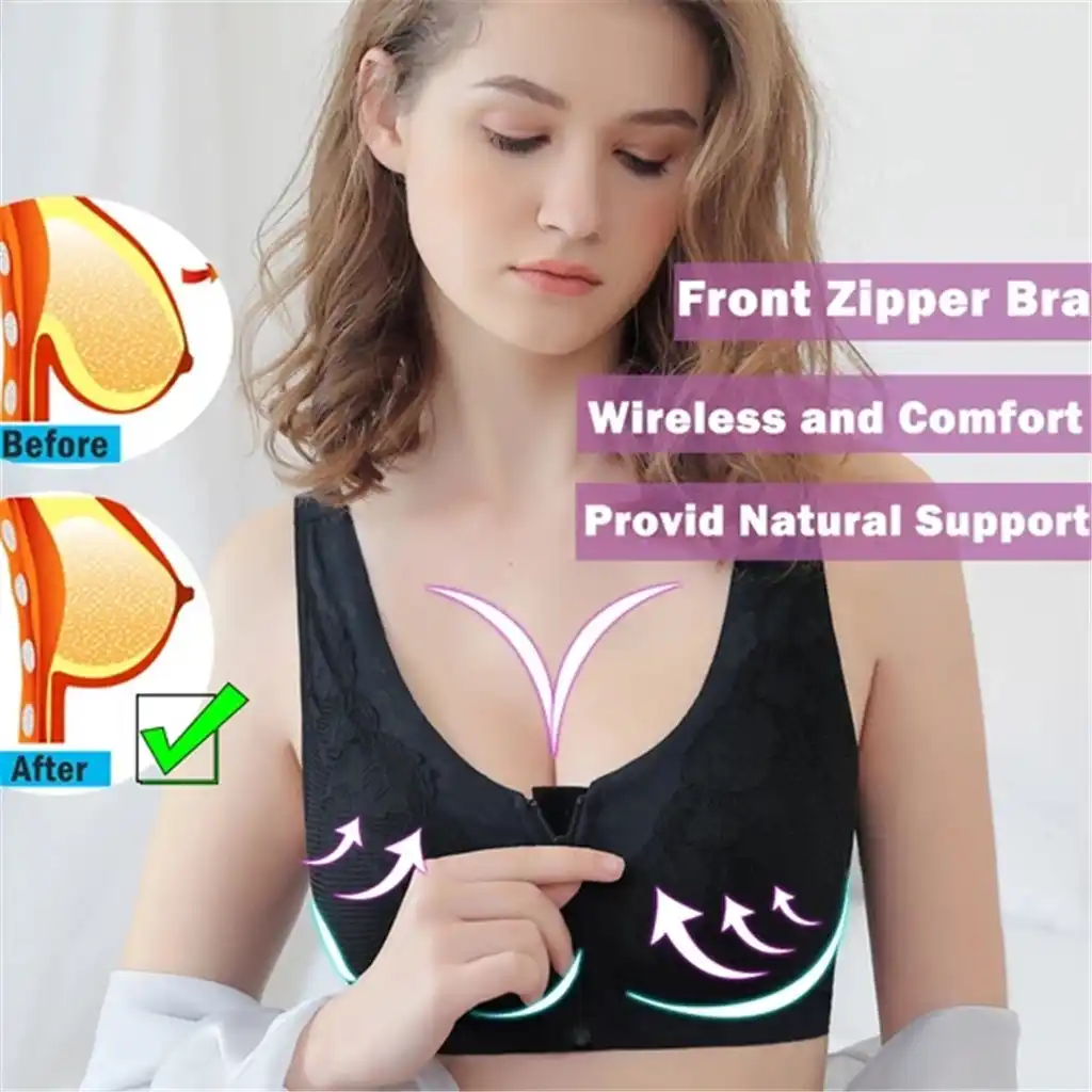 Front zipper wireless bra Clearance