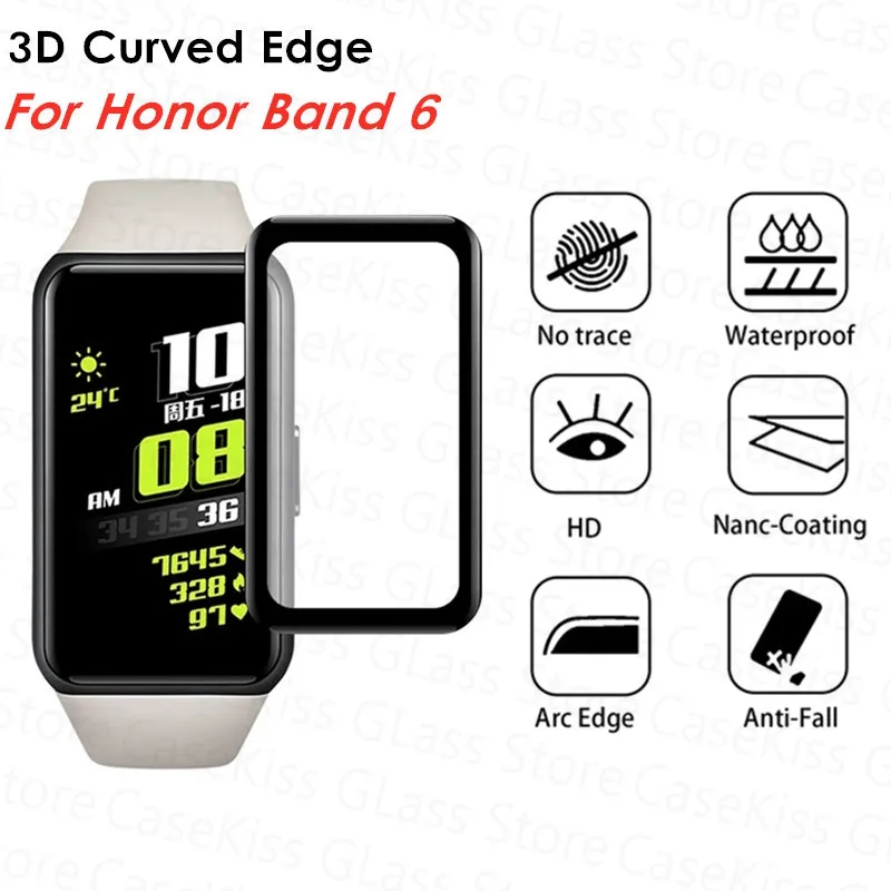 Película protectora 3D para huawei honor band 6, película de borde curvo 3D para honor band 6, película protectora de pantalla suave, 1 2 Uds.