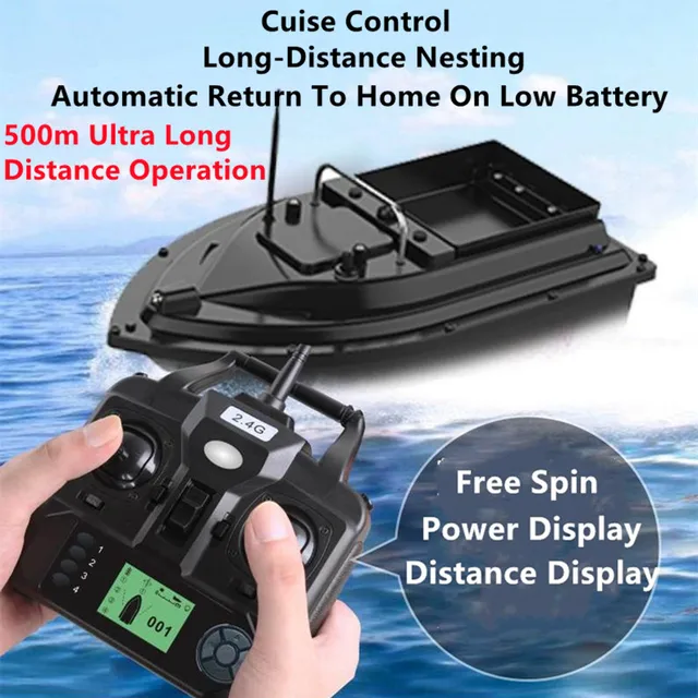 16 GPS Nest Waterproof High Speed Remote Control RC Bait Boat 2KG Loading 500M Fixed-Speed Cruise Night Light RC Fishing Boat 2