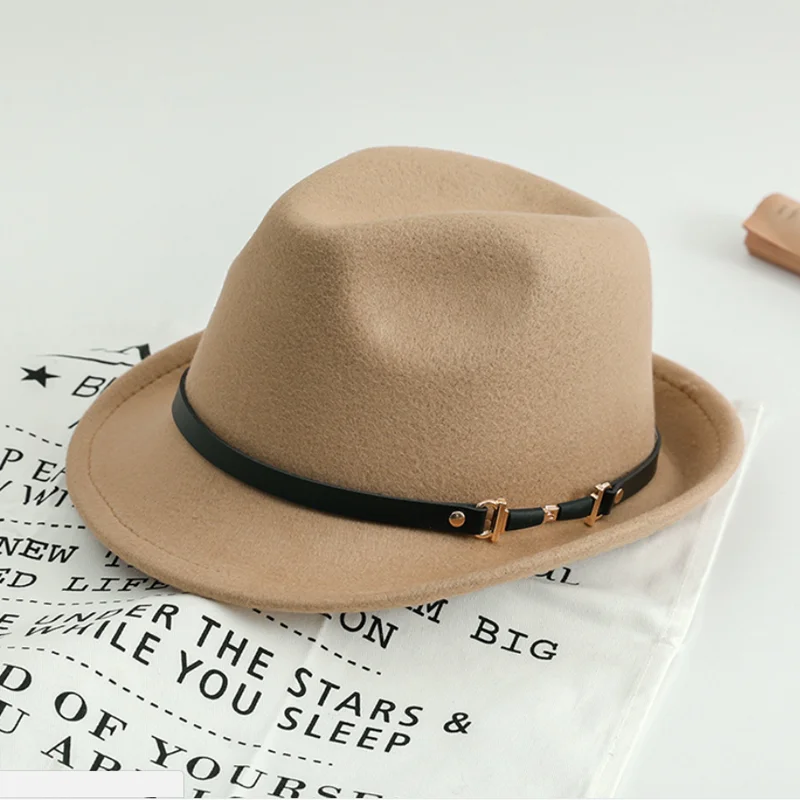 fedoras Женская мода джаз шляпа осень зима полушерстяная Кепка открытый пояс Кепка с пряжкой