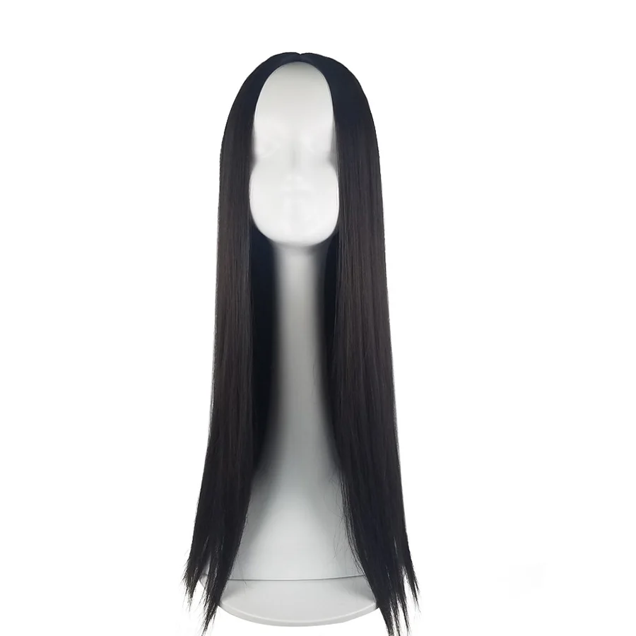 

Beauty On Line 22" Synthetic Wigs Long Straight Black Brown Hair Wig Heat Resistant Fiber Natural Hair Line Middle Parting