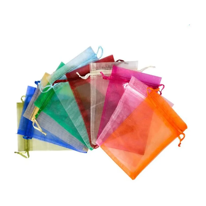 Tulle Bags Organza Sheer Gauze Jewelry Bags Packing Drawable Wedding Christmas Gift 50pcs organza jewelry bags