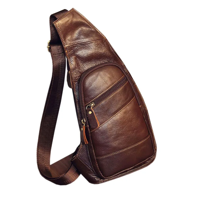

Men's Vintage Genuine Leather Travel Riding Bike Cross Body Messenger Sling Chest Bag