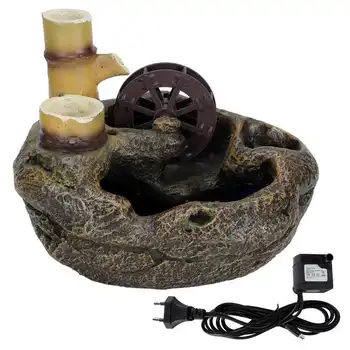 

LED Desktop Fountain Flowing Water DIY Micro Potted Landscape Home Office Tabletop Ornaments EU 220 TO 240V Home Resin Tabletop