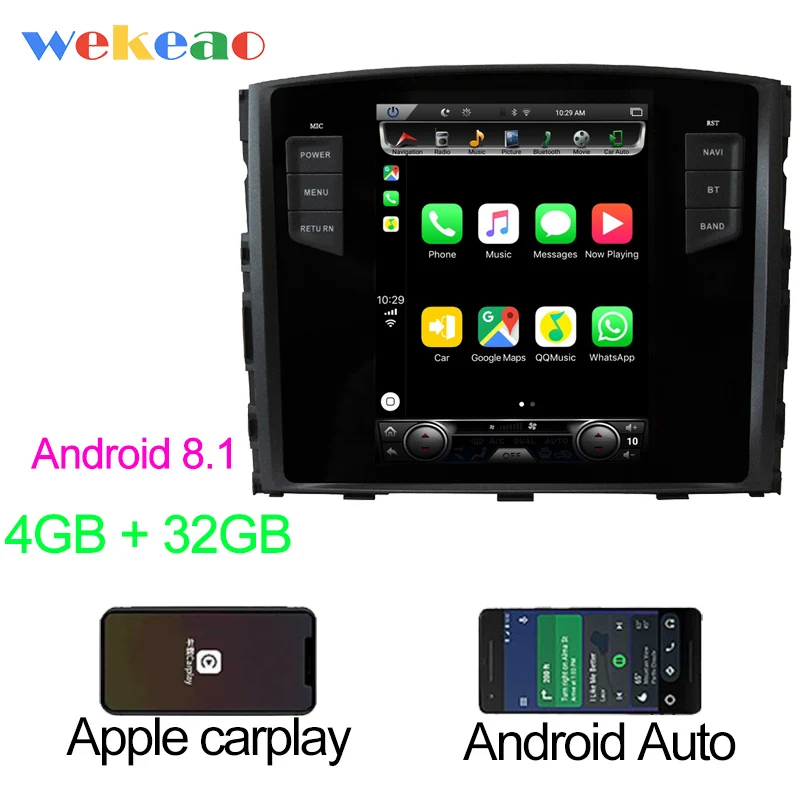 Android Car Radio Wekeao вертикальный экран Tesla стиль 10,4 ''Android 8,1 Автомобильная Радио gps навигация для Mitsubishi Pajero DVD Автомобильный плеер 4G 2007 - Цвет: Android Car Radio
