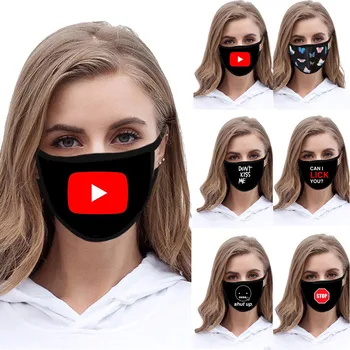

Unisex Washable Reusable Facemask Lovely Print Anti-dust Black Cotton Mouth Face Cover Respirator Outdoor Bike Maske Masque