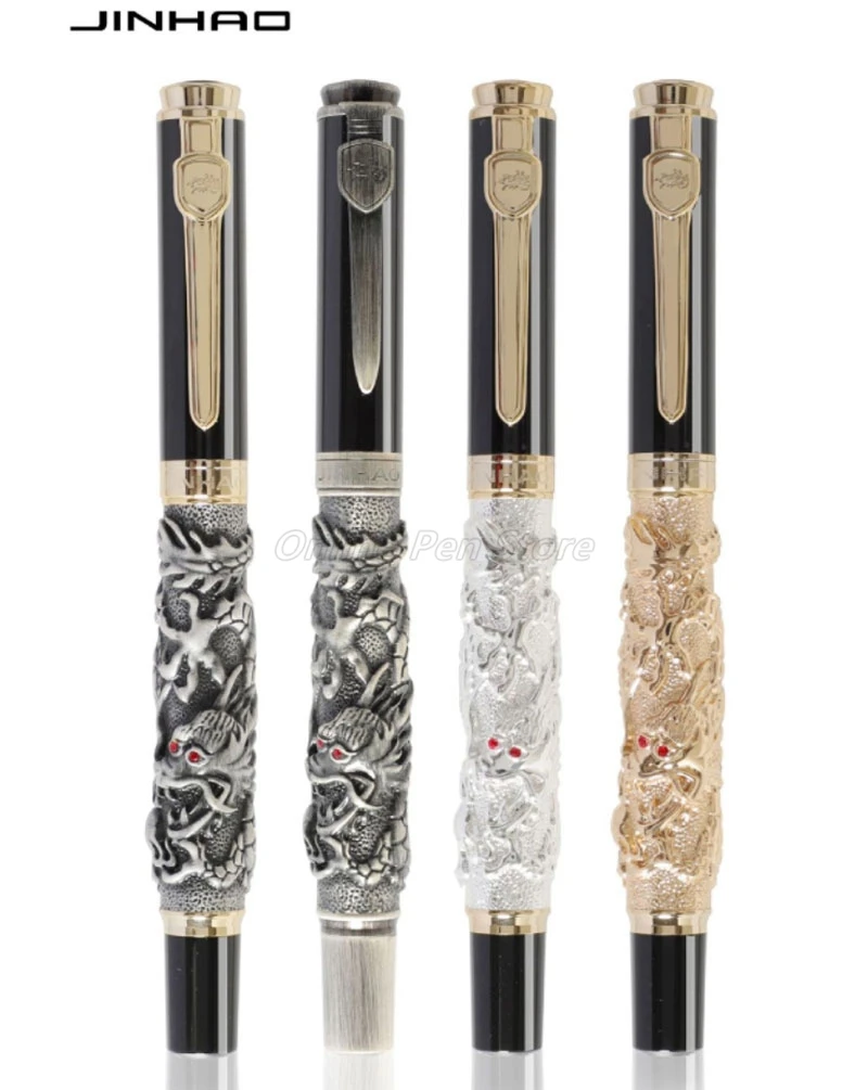 

Jinhao Metal Ancient Auspicious Dragon Carving Embossing Medium Nib Fountain Pen Office School Stationery Accessories