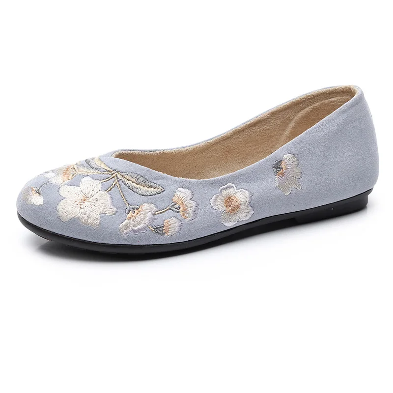 2021 New Flower Embroidered Women's Canvas Ballet Flats Ladies Casual Comfort Denim Cotton Embroidery Shoes Woman | Обувь