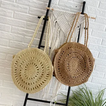 

DikizFly Fashion Woven Bags Summer Handbags Beach Shoulder Bag Women Soft Straw Bags Sac Main Femme Handmade Woven Handbag Purse
