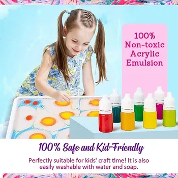 

Hot Sale DIY Marbling Painting Toys Kit On Water Creative Art Set of 6 Colors Toys Painting Creative Gift Toys For Children #312