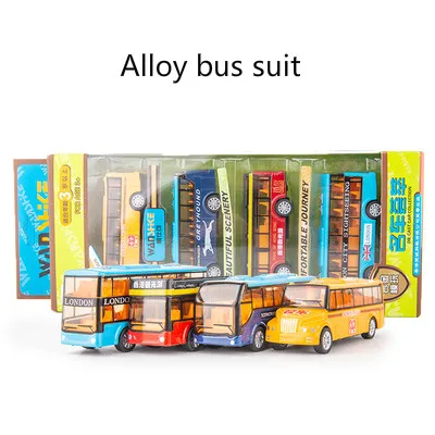 

1:64 High Simulation Bus Model Cars Alloy Flashing Sound light Vehicle Toys Kids Children Birthday Gifts baby suit pull back