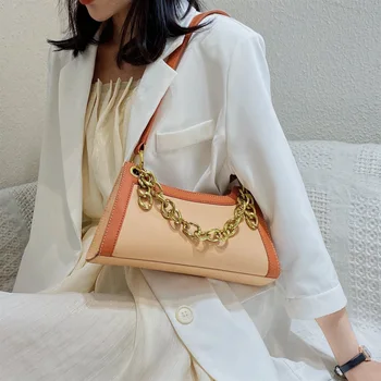 

woman's bag Brand Original Design Contrast Underarm Bag 2020 Chain Western Style Shoulder Bag Spring And Summer Texture Handbag