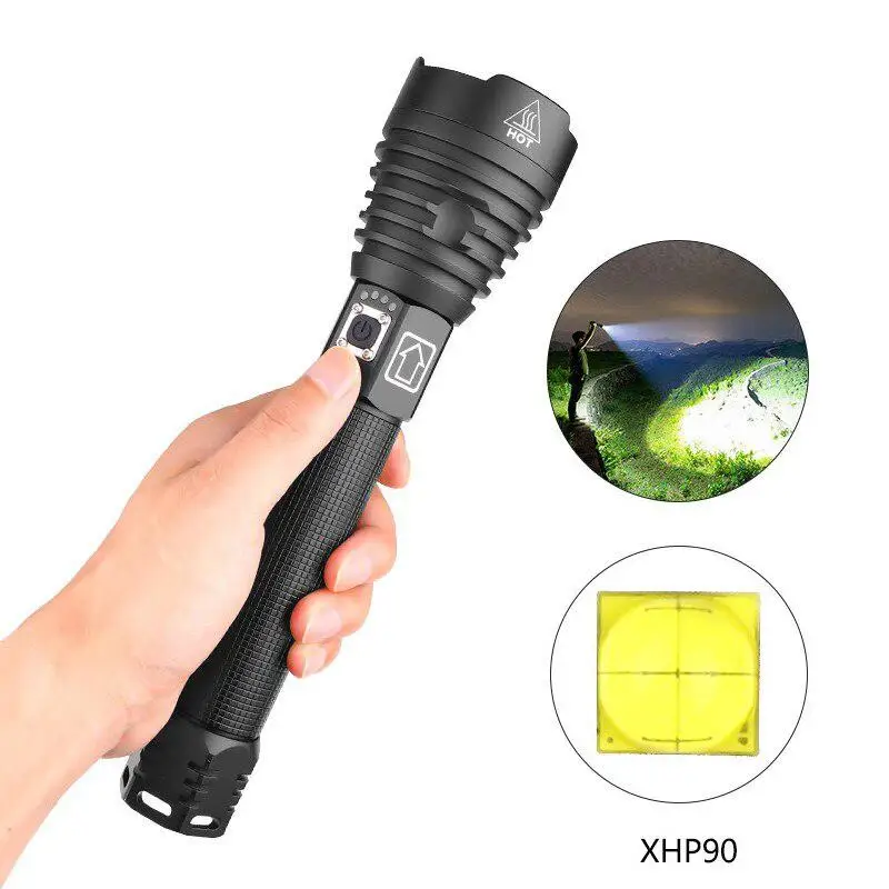

XHP90 2500Lumens 3 Modes USB Rechargeable LED Flashlight Outdoor 18650/26650 Zoomable Flashlight LED Portable Torch Free Ship