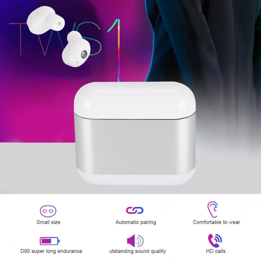 Bluetooth 5,0 мини-бинауральные беспроводные наушники-вкладыши, длинные резервные наушники для прослушивания музыки, ручные бесплатные звонки с зарядной коробкой