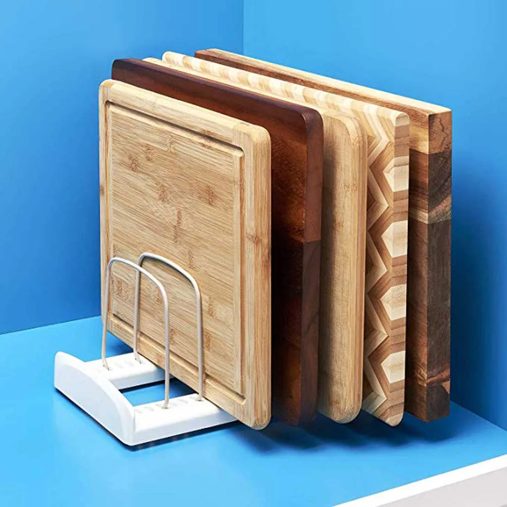 2020New Adjustable Pot Lid Rack Pan&Cutting Board Holder Stand Kitchen Organizer Dual Racks Chopping Board Shelf stainless steel