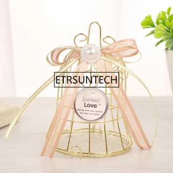 

50pcs Mini Golden Iron Birdcage Candy Box Europ Style Wedding Candy Gift Collectibles Candy Box Decoration