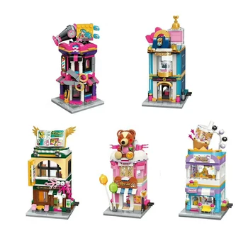 

Enlighten Mini Street View Building BlocksBookstore milk tea house gift shop perfume shop modeling shop Toys Gifts For Children