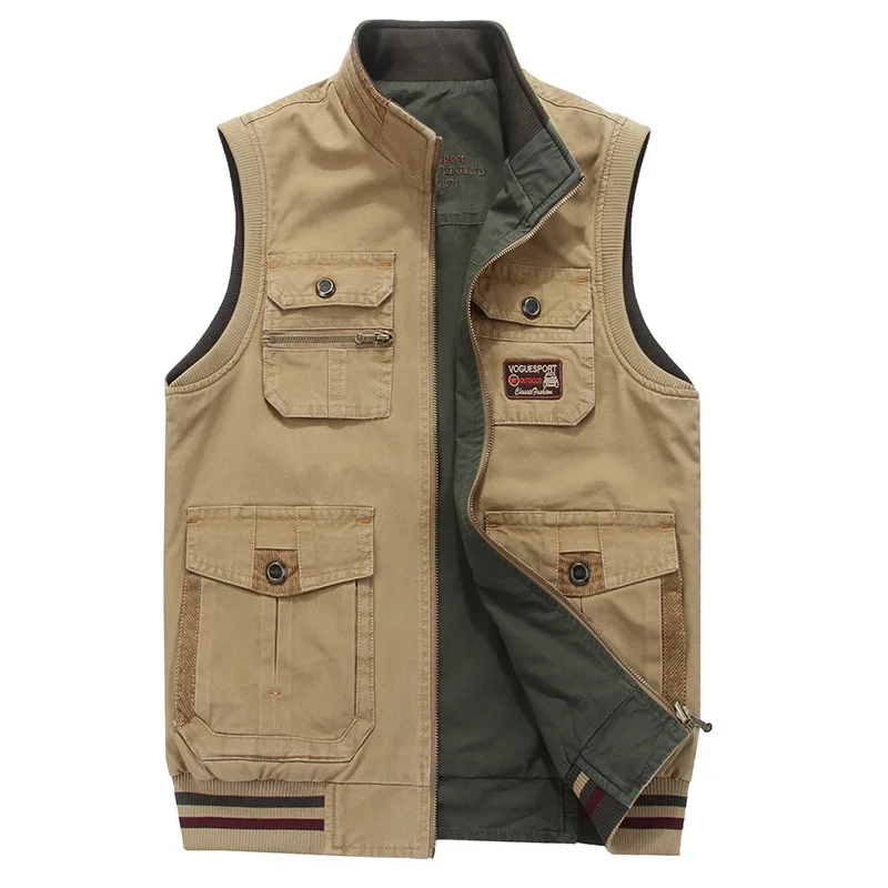 

Brand New Style Men Multi-pockets Waistcoat Men's Casual Outdoor Fishing Photography Double-sided Wear Waistcoat Vest