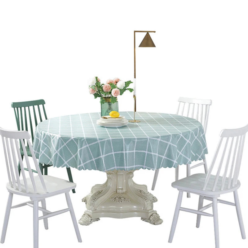 

Round Table Cloth Pastoral PVC Plastic Kitchen Tablecloth Waterproof Oilproof Elegant Fabric Table Cover Decoration Home Hotel