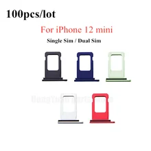 

100pcs/lot Dual Single SIM Card Tray Holder For iPhone 12 Mini SIM Card Slot Reader Socket Adapter With Waterproof Rubber Ring