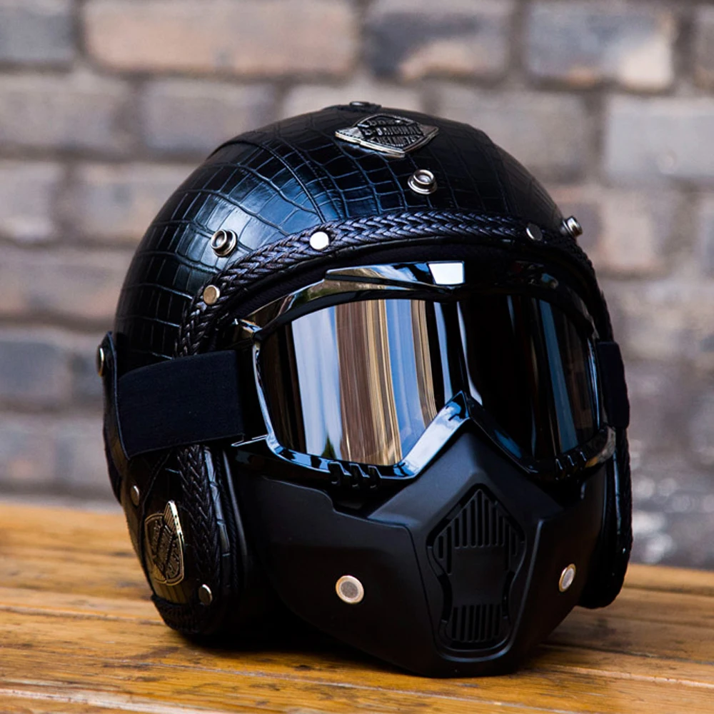 Black KESOTO Open Face DOT Motorcycle Half Helmet Cruiser Chopper Biker Cycling Skull Cap XL 