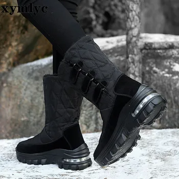 

2020 Women Winter Boots Waterproof High Quality Keep Warm Plush Boots Women Mid-Calf Snow Boots Non-slip botas mujer