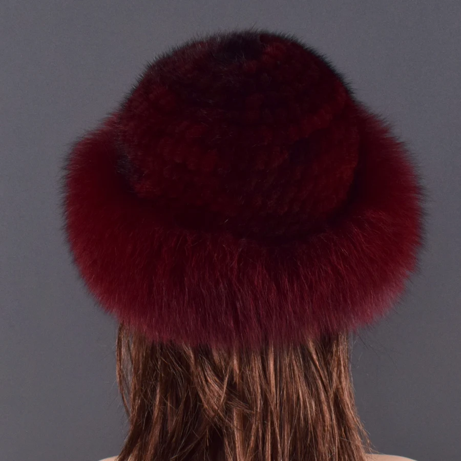 women Real mink Fur Bomber Hats winter Genuine Fox fur Cap Luxurious Quality Winter hat Elastic Warm Soft Fluffy natural fur hat