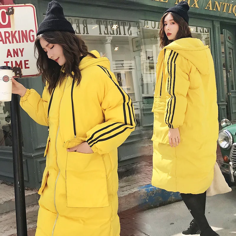 

Versatile Long Sleeve Mid-length Zipper Cotton-padded Clothes/Cotton Coat 2018 Winter Trend Simple Hooded Slim Fit Slimming