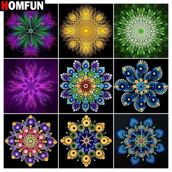 

HOMFUN Diamond painting "Mandala kaleidoscope" Full Square/Round Drill Wall Decor Inlaid Resin Embroidery Craft Cross stitch