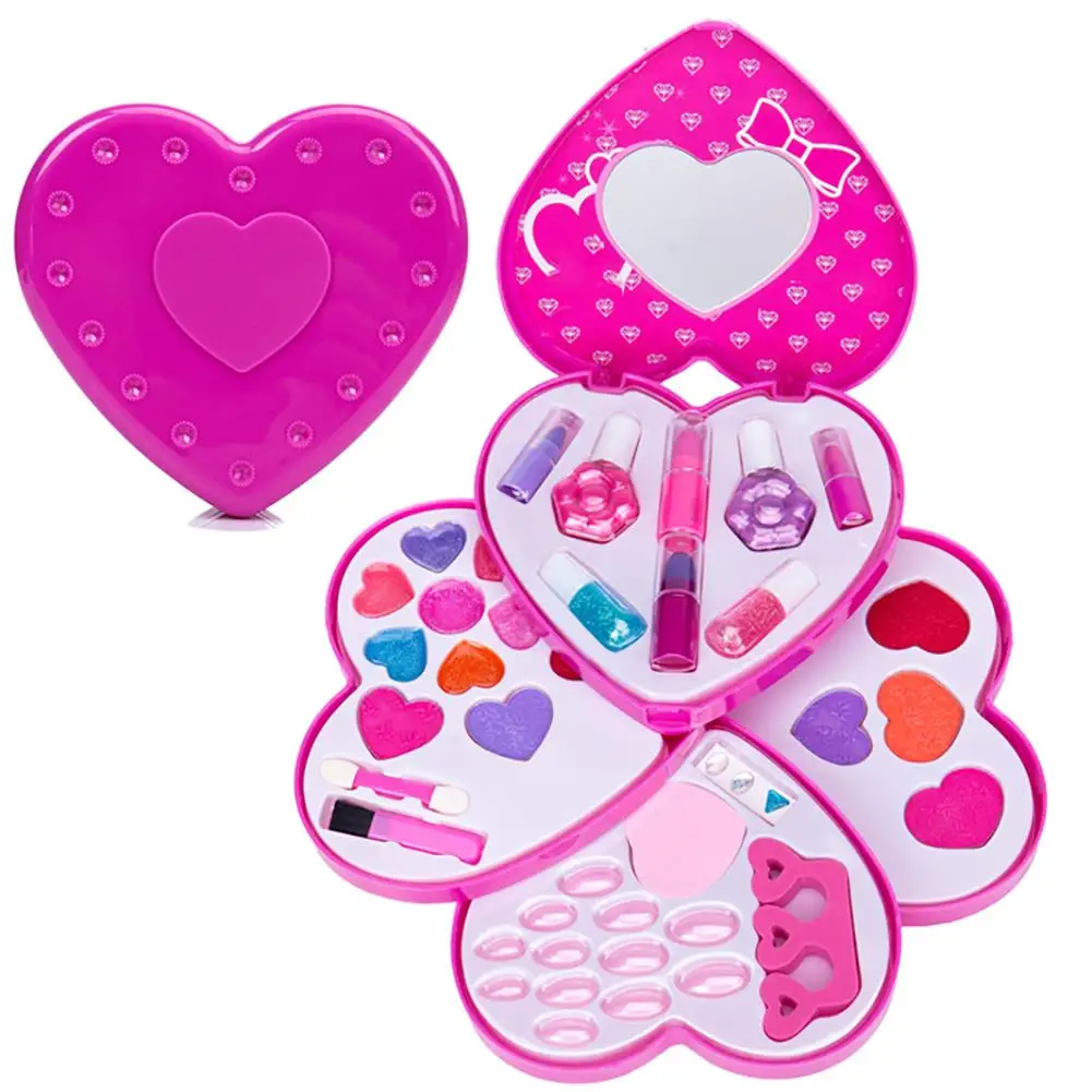 

Lovely Heart Shape Pretend Play Washable Make up Comestics Box Set Kids Toy Perfect cosmetic pretend play princess parties toys