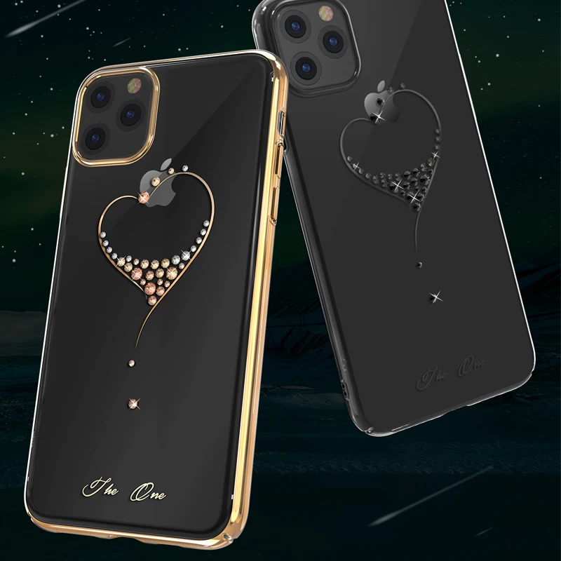 Украшенный кристаллами Swarovski чехол для телефона для iPhone 11/Pro/Max модные стразы в форме сердца твердый покрытый чехол-накладка