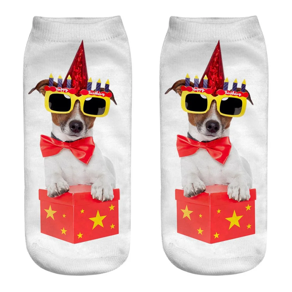 Neue frauen Glücklich Lustig 3D Druck Nette Cartoon Verspielt Hund Kurze Knöchel Socken Welpen Sokken Weihnachten Geschenk Dropshipping – Detail 8