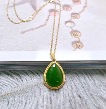 

LETSFUN Fine Jewelry New S925 Sterling Silver Natural Hetian Jade Pendant Necklace Luxury Jewelry