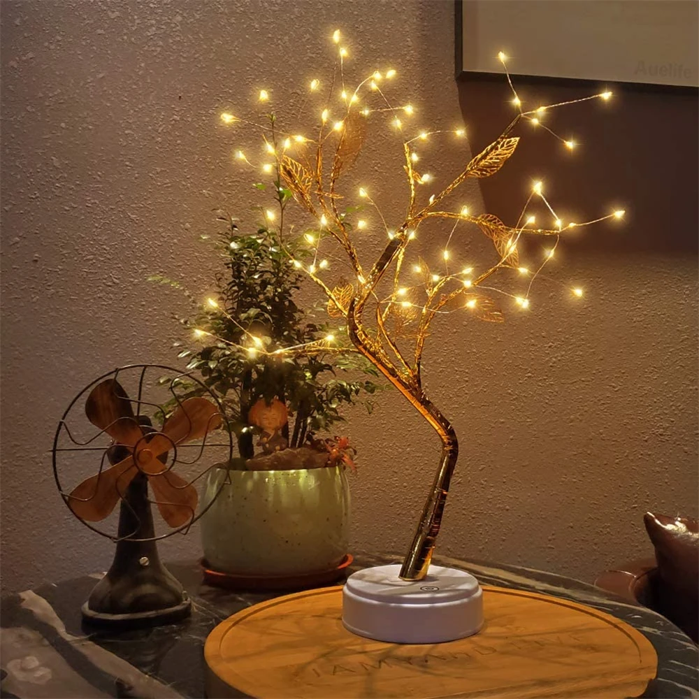 LED Night Lights Mini Christmas Tree Table Lamp Garland Fairy String Light Kid Gifts Home Indoor Room Decor Christmas Decoration