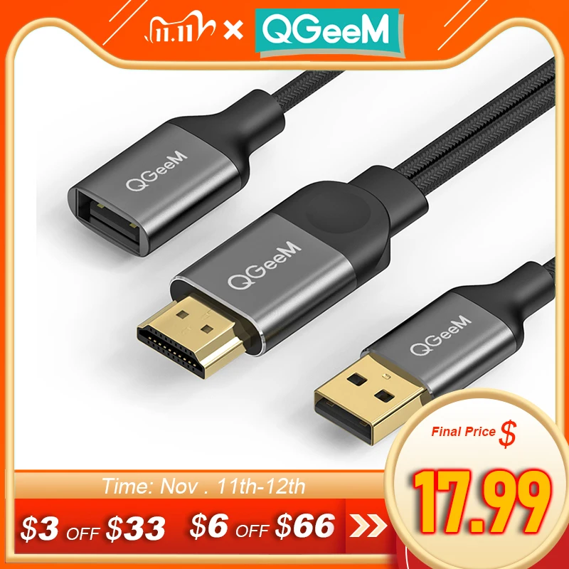 QGeeM USB to HDMI Cable for iPhone 8 X 7 6 Plus iPad TV Android Phones