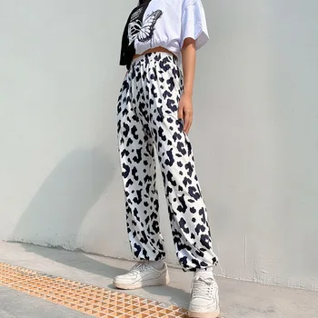 

Women Casual Elastic High Waist Cow Print Print Pants Women New Summer Jogger Pants Spring Autumn Long Harem Femme Pants