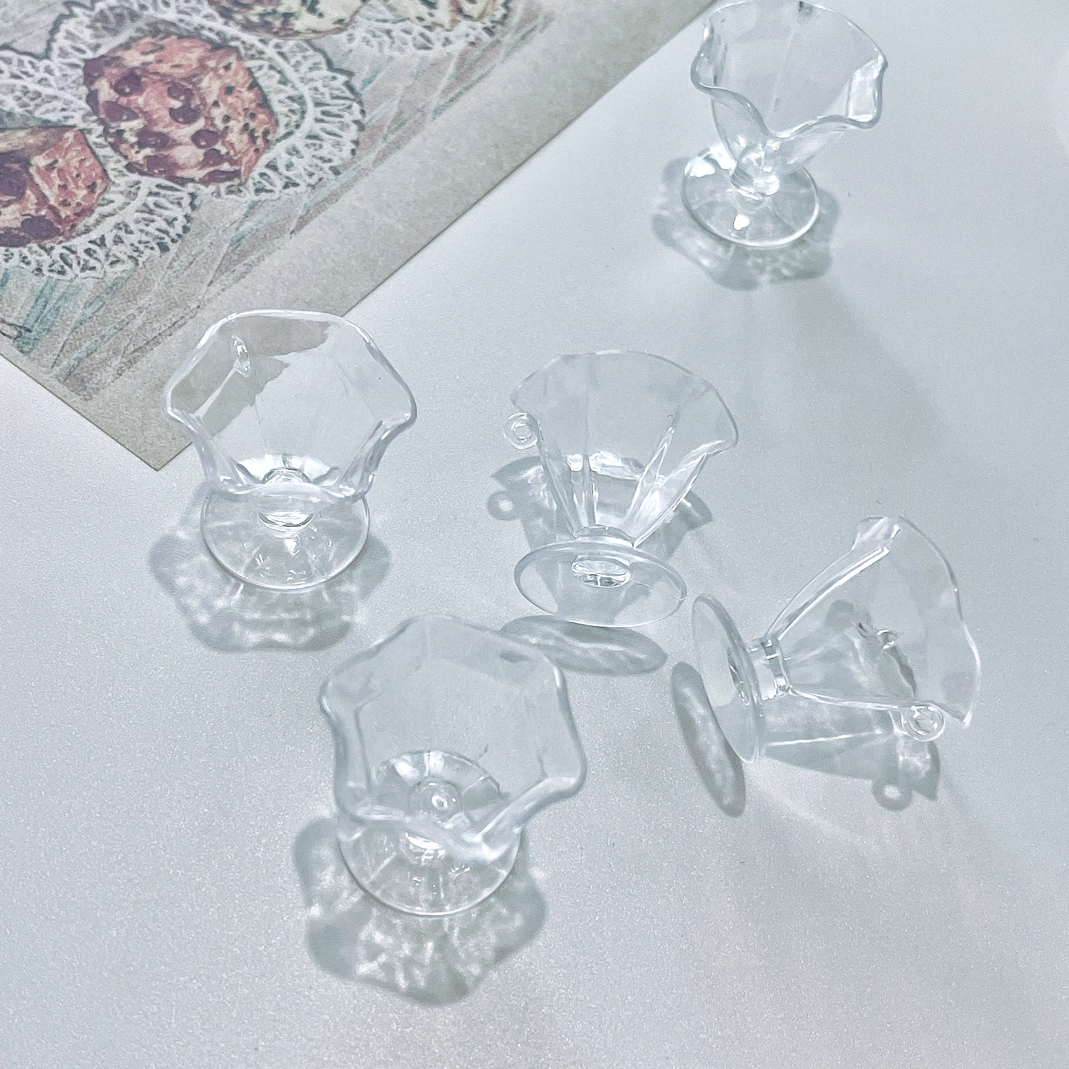 20PCS/LOT Mini Cocktail Glass Bowl Fake Fruit Cup Simulation Tableware Accessories Decoration Parts DIY Model Crafts