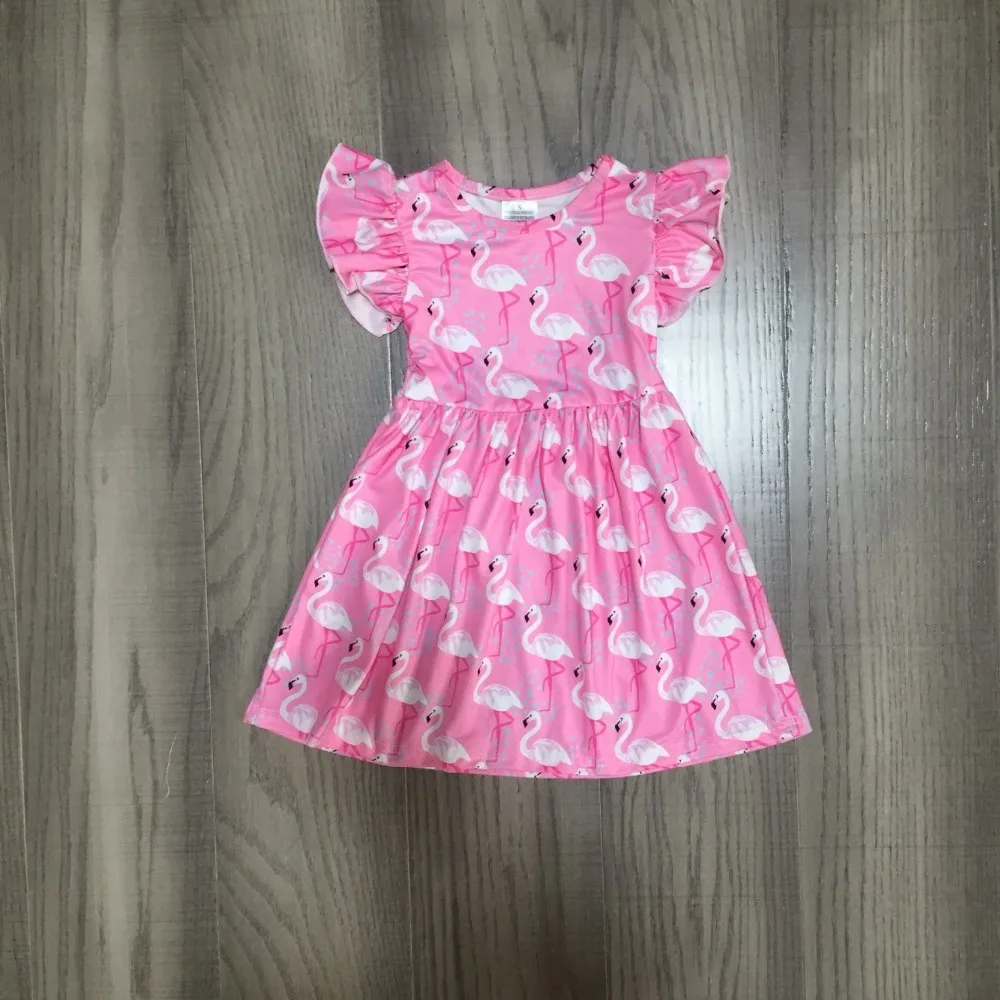 Разноцветная летняя детская одежда для маленьких девочек; одежда до колена из молочного шелка с короткими рукавами; одежда с единорогом, лимоном, цветами, фламинго, динозавром