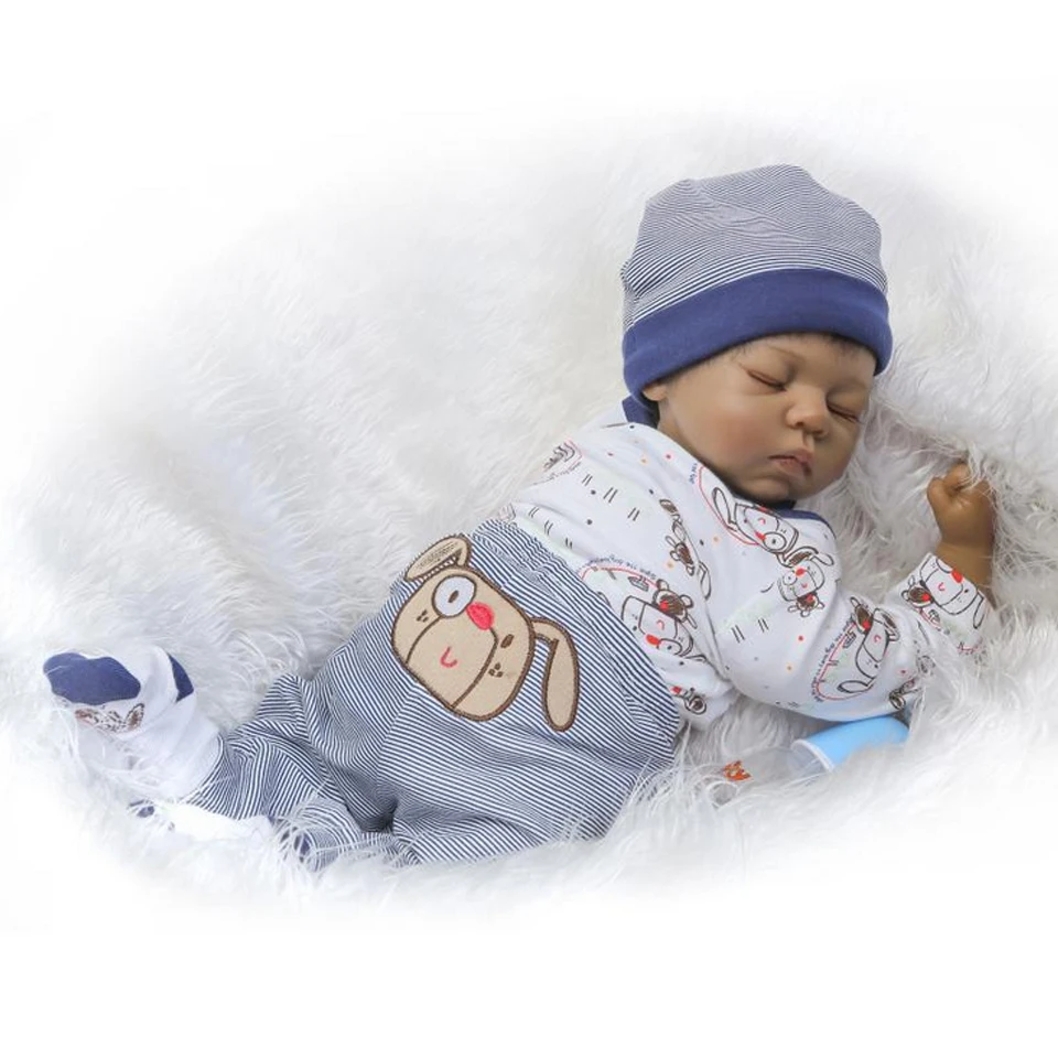 2" мальчик кукла реборн спящий черный ребенок adora моделирование Bonecas bebe детские игрушки силиконовые куклы реборн
