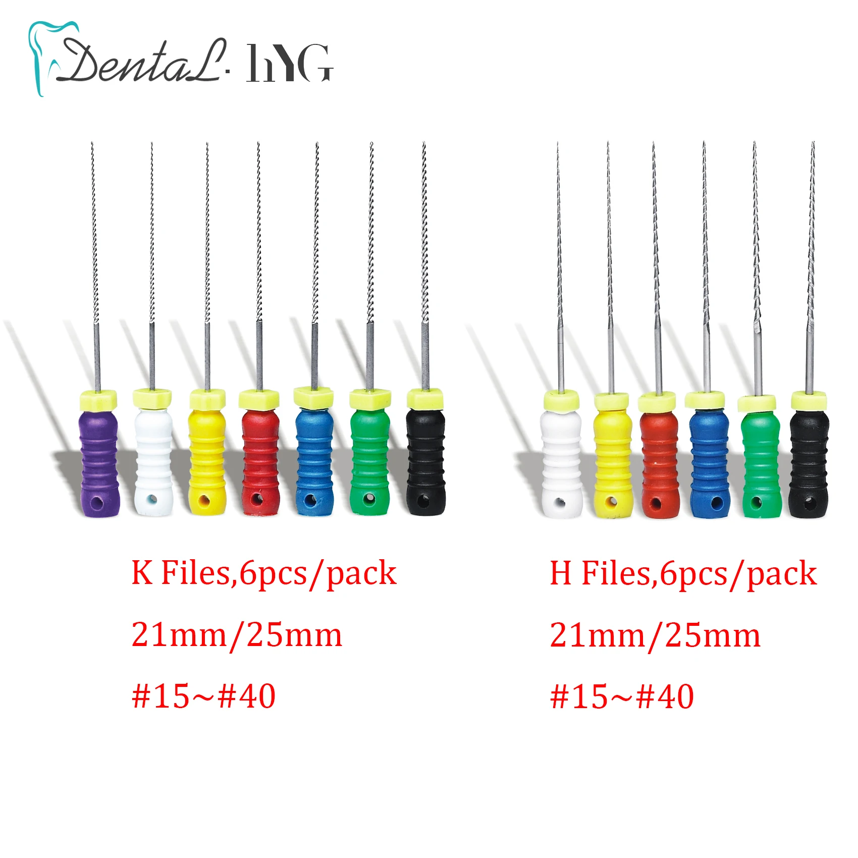 1 Pack(6pcs) Dental Endodontic Root Canal K Files Hand Use Dental K File 21mm/25mm 15 40