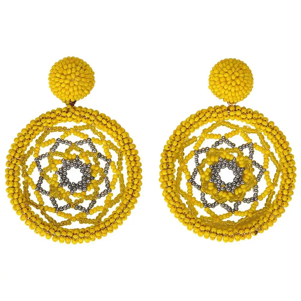Miwens модные дизайнерские висячие серьги женские желтые цветные бусины геометрические завод ювелирных изделий подарки Brincos