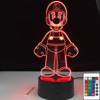 

3D-4342 3D Mario Night Light Touch Switch Table Desk Optical Illusion Lamp 7 Color Changing Light Child Baby Sleep Bedside