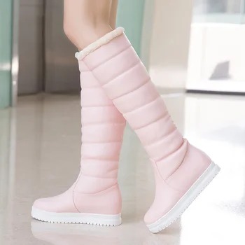 

Winter flat platform Snow Boots knee high snow Boots Women Waterproof Plush Female Shoes Warm Fur Ladies Shoes Botines Muje