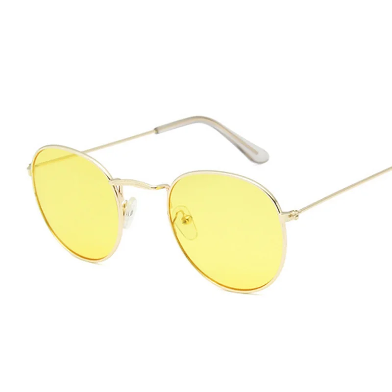Occhiali da sole rotondi piccoli classici retrò Donna Occhiali da sole vintage con specchio di marca Designer Occhiali da sole in metallo blu nero con tonalità femminili_voghion.com