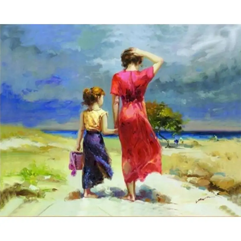 

GATYZTORY Mother And Son Walk Away Scenery Painting By Numbers For Kids Diy Framed Acrylic Pigment Wall Art Home Decoration