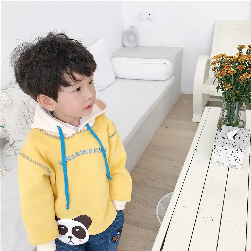 Tonytaobaby/осенне-зимнее платье; новое платье для маленьких мальчиков и девочек; милая бархатная толстовка с клубничкой и пандой; детская толстовка