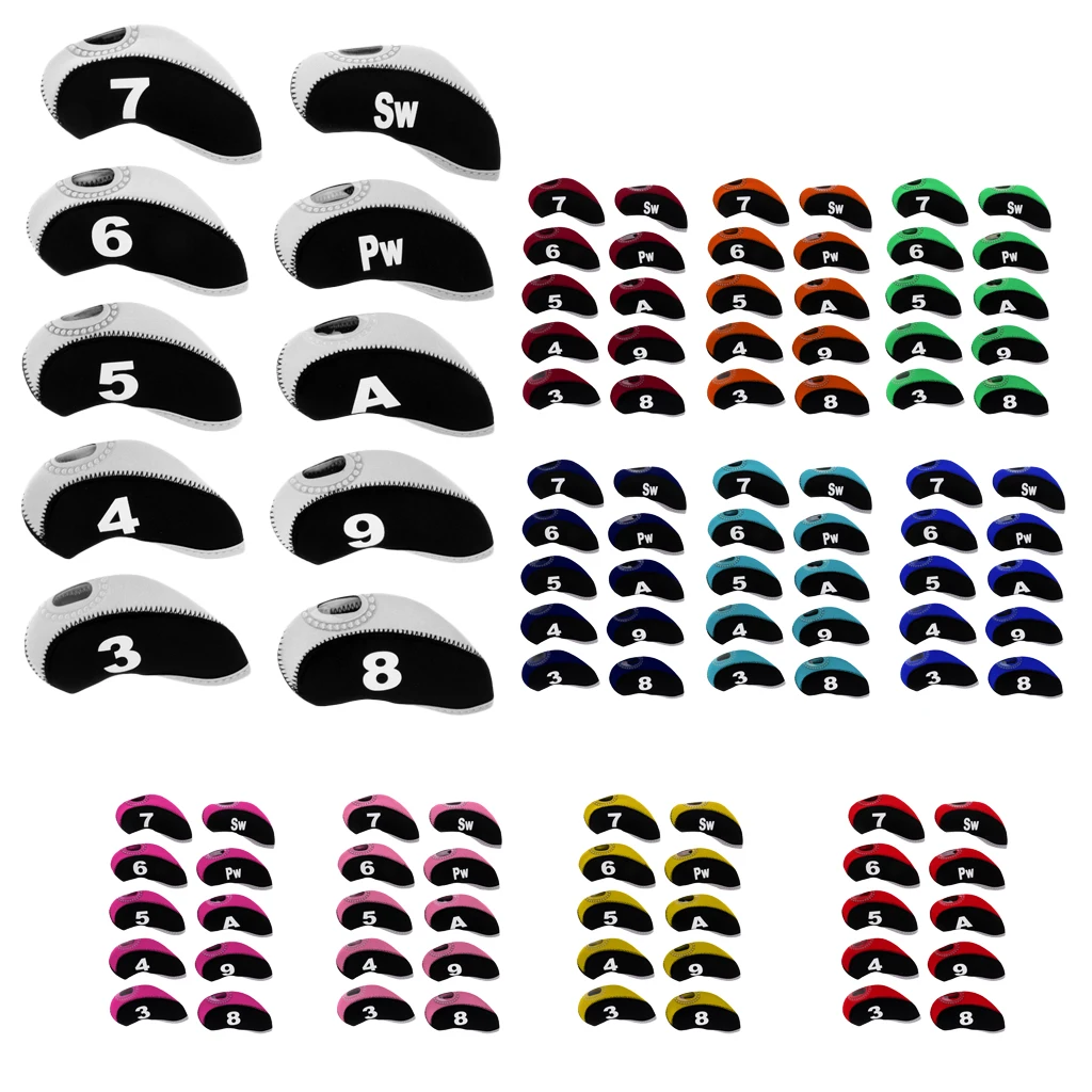 10pcs/pack Golf Club head Wedge Iron Cover Golf Head Covers Protective Set Dirtproof Durable Golf Club Protectoive Case